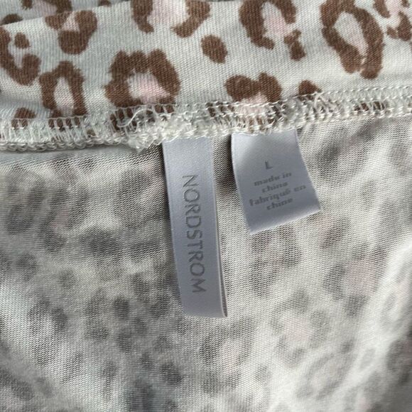 Nordstrom Pajama Set Animal Print Mocha Pink￼ Long Sleeve L - Picture 7 of 8